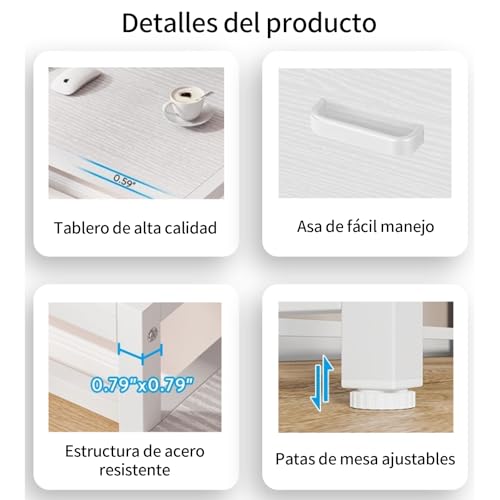 KINTOP Escritorio Oficina con 3 Cajones, Soporte para 3 Monitores, Estructura de Madera Resistente, 160 Lar. x 50 ANC. ×90 Alt. CM, Escritorio para computadora Multiusos para Hogar Pequeño (Blanco)