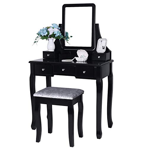 image for Staron  Vanity Set with Mirror, 5 Drawers 2 Dividers Makeup Dressing T