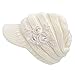 Women's Cable Knit Visor Hat with Flower Accent