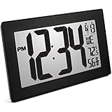 Marathon Atomic Self-Setting Self-Adjusting Wall Clock w/Stand & 8 timezones - Batteries Included (Black/Black Stainless Steel)