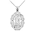 Blessed Our Lady of Guadalupe Miraculous Medal Charm Necklace in 925 Sterling Silver, 18