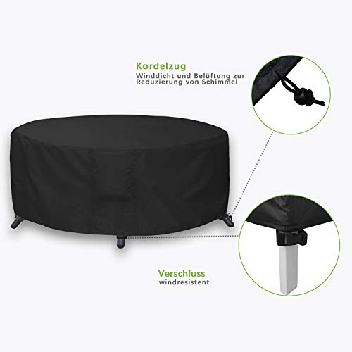 Awnic Rund Abdeckplane Gartenmöbel Winterfest Ø190X71cm, Schutzhülle Wasserdicht Rund 420D Oxford Gewebe, Anti-UV Reißfest Abdeckplane für Gartenmöbel Terrassenmöbel – Bild 6