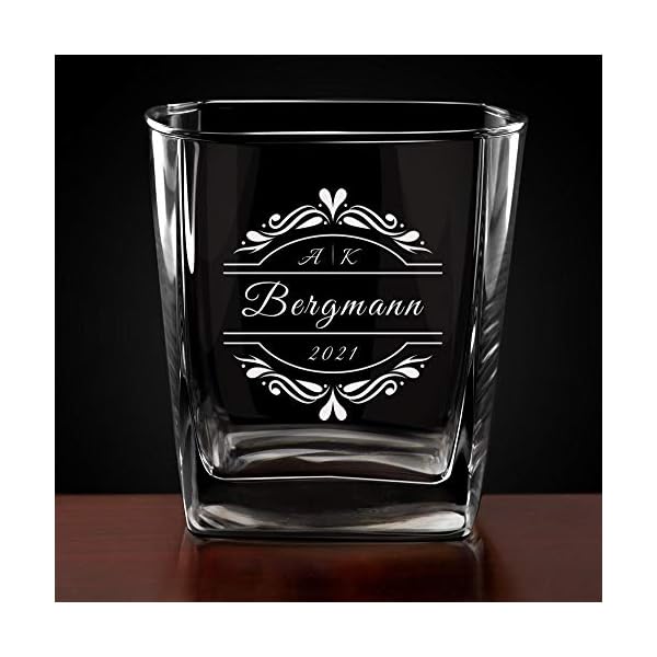 Maverton Whiskey Karaffe + 2/4 / 6er Whiskygläser Set mit Gravur - 700ml Whisky Dekanter - Geschenk zum Hochzeitstag für Paar - Monogramm – Bild 6