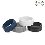 SILICONE WEDDING RING FOR MEN-Designed For Safety And Comfort -Prevents Injury And Damage To Your Wedding Band -Flexible Rubber Rings For Outdoor Sports -Available in 4 Pack Set and Black