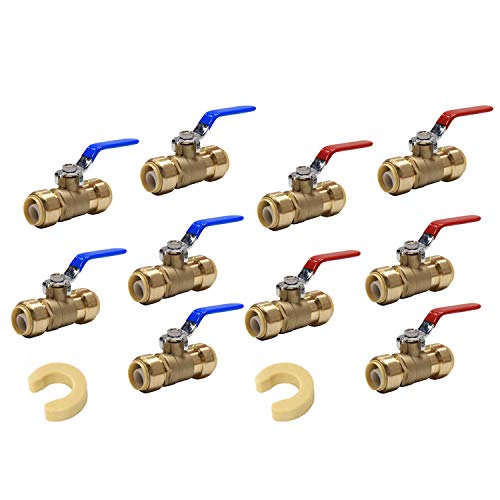 image for (Pack of 10) EFIELD Höger 1/2 Inch Push-Fit Full Port Ball Valve Hot 