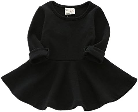 Baby Girls Dress, Toddler / Kids Round Neck Black Ruffle Long Sleeves Skirt