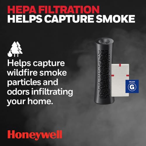 Honeywell HEPA Air Purifier for Home, 990 Ft² in 1 hour, Allergen Reducer for Dust, Pollen, Pet Dander, Odors, All Smoke Types, Tower, Black, HPA030