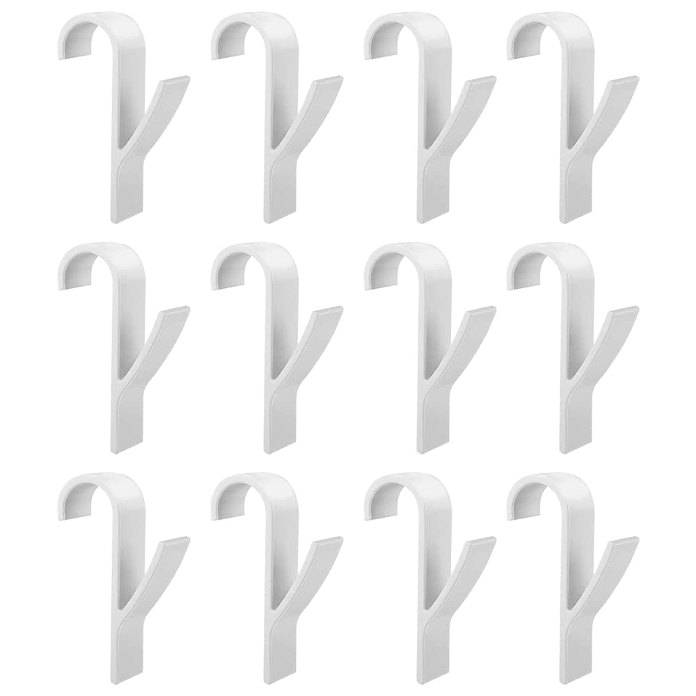 HVZUM Pack of 12 F Hooks for Round Radiators, Round Radiators, White Hanging Hooks, Towel Hooks, Towel Holder, Radiator Hooks, for All Standard Radiators