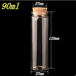 TAI DIAN 90ml Glass Bottles with Cork 37x120x27mm