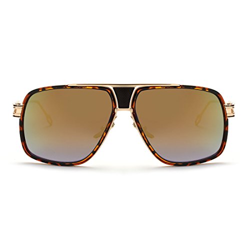 AEVOGUE Aviator Sunglasses For Men Goggle Alloy Frame Brand Designer AE0336 (Tortoise&Gold, 62)