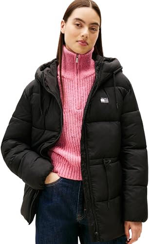Veste doudoune mi-longue à capuche TJW DW0DW21626 pour femme, noir, taille XXS, Noir (noir), XXS