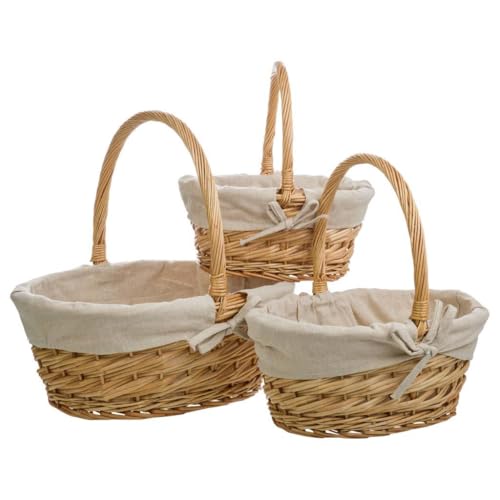 Cestas De Mimbre Buff Forradas Set 3 Pzas