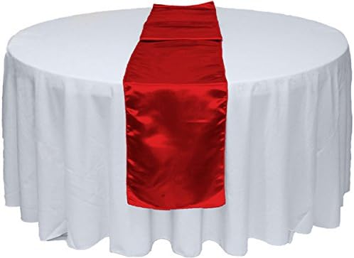 GWHome 10pcs 12 X 108 inches Satin Table Runner for Wedding Party Banquet Rectangular and Round Table (10, Red)