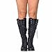 Generation Y Knee High Mid Calf Boots Knitted Calf and Lace Up Zipper Closure Comfort Low Heels Shoes