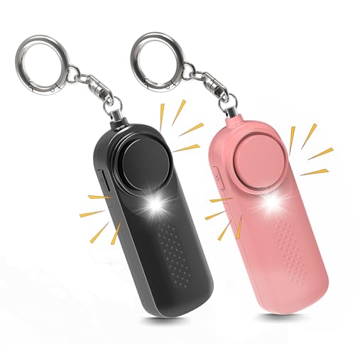 Taschenalarm 130 dB, Persönlicher Alarm für Frauen, Schlüsselanhänger mit LED-Licht zur Selbstverteidigung, Notfall Schrillalarm für Kinder und Senioren