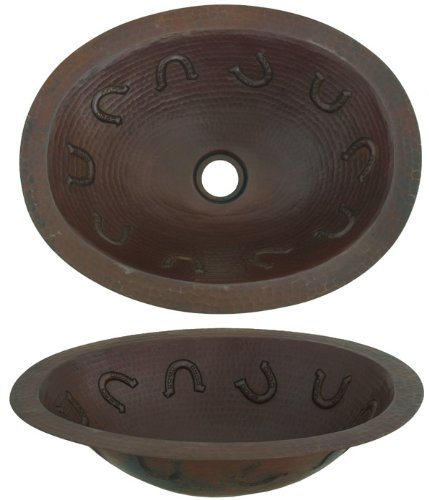 BO15HS inch Hammermarc Copper Oval Sink with Western Horseshoes