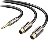 3.5 mm to 2RCA Cable, J&D RCA Cable Gold-Plated [Copper&nbsp;Shell]&nbsp;[Heavy&nbsp;Duty] 3.5mm Male to 2 RCA Female Stereo Audio Adapter Extension Cable - 15 Feet