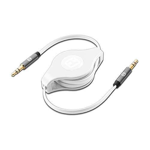 iHome | Retractable 2-foot Male to Male Audio Cable - White (See More Colors)