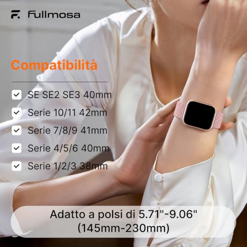 Fullmosa Braided Elastic Strap for Apple Watch Bands 44mm 40mm (SE3 2 1) 42mm Series 11/10 46mm 41mm 38mm, Magnetic Nylon Solo Loop Straps for iWatch Series 11 10 9 8 7 6 5 4 3 3 3 2Ultra