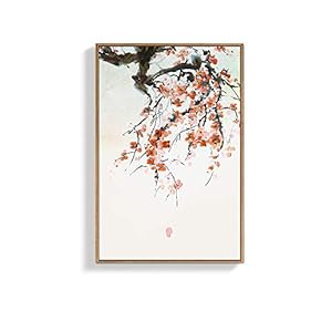 Framed Canvas Wall Art for Living Room, Bedroom Chinese Ink Painting Canvas Prints for Home Decoration Ready to Hanging - 16x24 inches