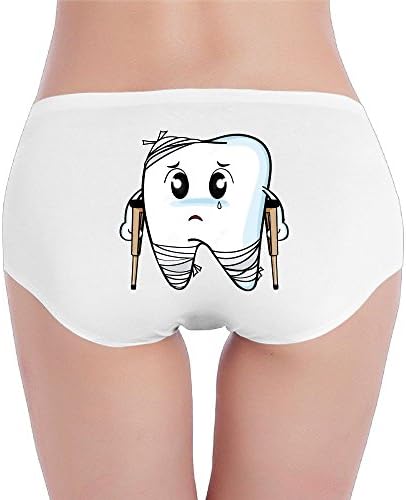Women's Cute Cartoon Decay Tooth Low-Rise Cotton Bikini Brief Seamless Panties Underwear S White