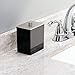 mDesign Cotton Stem Box (Pack of 2) - Plastic Bathroom Accessory for Cosmetics and Care - Cotton Swab Dispenser - Jar with Lid in Brushed Nickel - Black/Silver