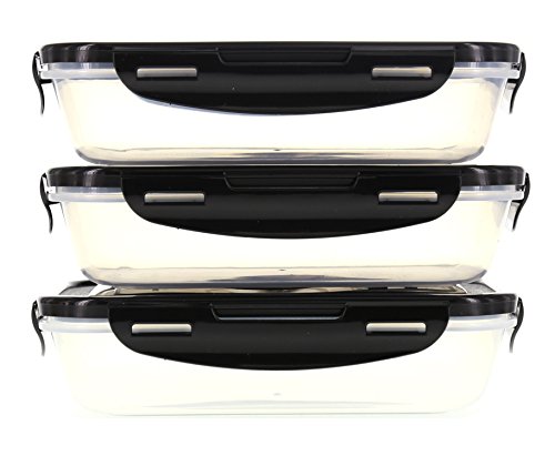 6 Pack Fitness Sure Seal Containers 24oz Clear/Black Set of 3