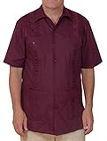 Squish Cuban Style Guayabera Shirt / Burgundy Red