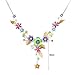 Glamorousky Colorful Flower and Tiny Butterfly Necklace with Multi-Color Austrian Element Crystals