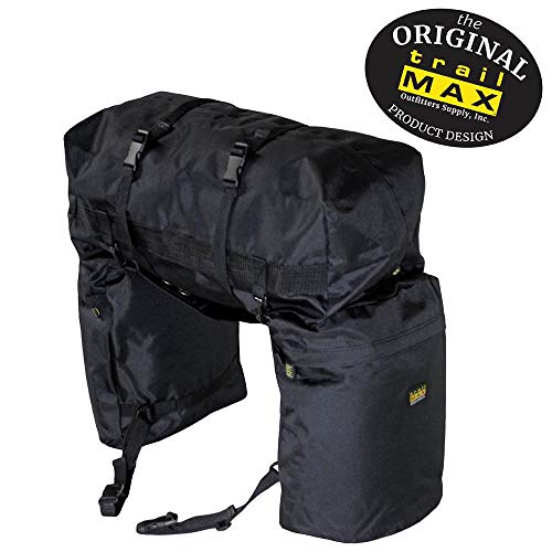 TrailMax Original Saddlebags for Horse Trail Riding with Detachable Cantle Bag, 600-denier Machine Washable, Weather/UV Resistant PVC-Backed Polyester, Black
