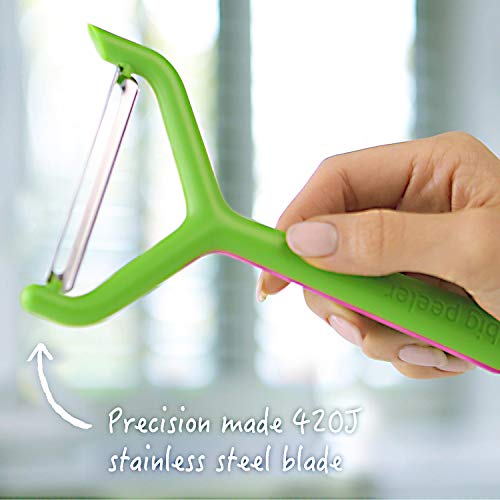 New Soda Big Peeler, Extra Wide Large Vegetable Peeler, Ultra Sharp, Twice As Fast - Blade 50% Larger Than Standard Blades (Green)