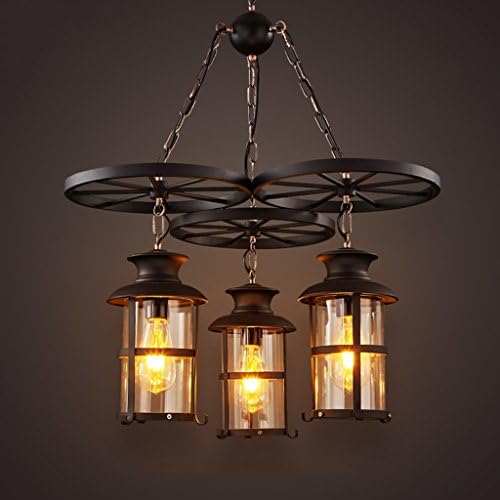 MILUCE Chandelier retro industrial wind cafe restaurant bar table LOFT creative 3 iron wheel lights