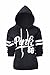 Womens Letter Print Chic Drawstring Long Sleeve Hooded Sweatshirt Black M