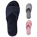 HomeIdeas Women’s Open Toe Terry Anti-Slip House Slide Slippers (Medium / 7-8 B(M) US, Navy Blue)
