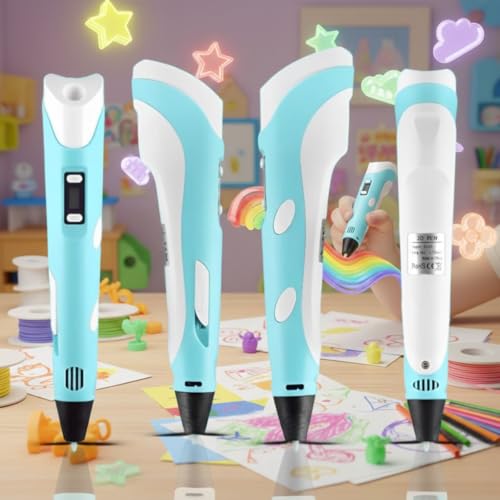 Caneta 3D Profissional Infantil com Display LED Digital com Kit de Filamentos Coloridos Brinquedo Educativo Criativo e Prático Presente para Crianças e Adultos Artistas