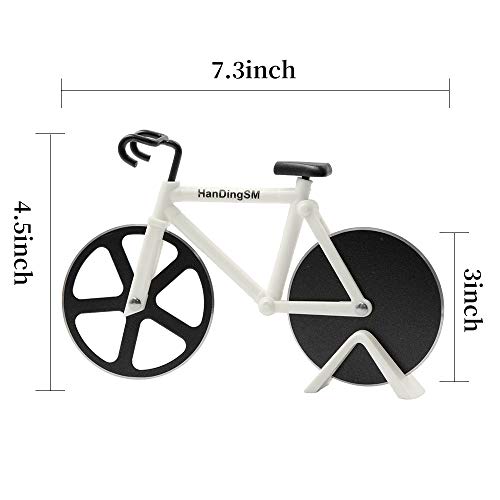 Bicycle Pizza Cutter Wheel,Bike Pizza Slicer Dual Stainless Steel Non-stick Cutting Wheels With a Stand best for Holiday Vacation Housewarming Cool Kitchen Gadget Cool Men's Gift - Thumbnail 5