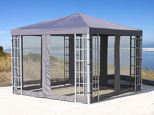 QUICK STAR 4 Seitenteile mit Moskitonetz für Rank Pavillon 3x3m Seitenwand Anthrazit RAL 7012 – Bild 6