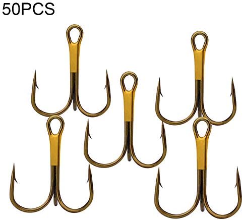 CricTeQleap Fishing Accessories, 50Pcs High-carbon Steel Crank Outdoor Fishing Lure Bait Triple Hooks Tackle Tool - Brown 4
