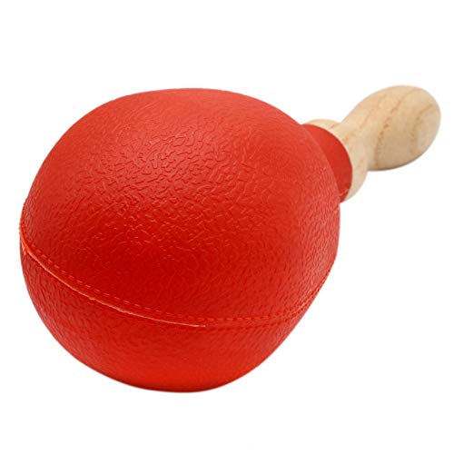 AQUEENLY Plastic Maracas Shakers, Sand Hammer Rattles with Wooden Handles for Percussion, Music Performances - Percussion Instrument (2 Pcs, Red)