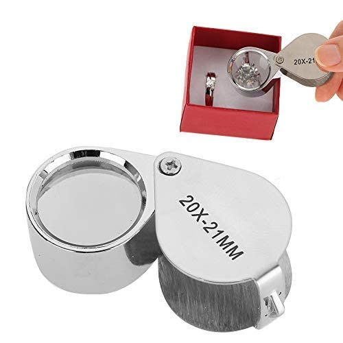 Jewelry Magnifier, 30X / 20X Portable Microscope Magnifying Glasses Jewellers Lens Glass Folding Pocket Loupe for Jewelry Gems Checking Reading Stamps Coins Watches Hobbies Antiques Models Photos(20X)