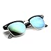 Premium Half Frame Horn Rimmed Sunglasses with Metal Rivets (Flash Mirror Series | Black/Sun)