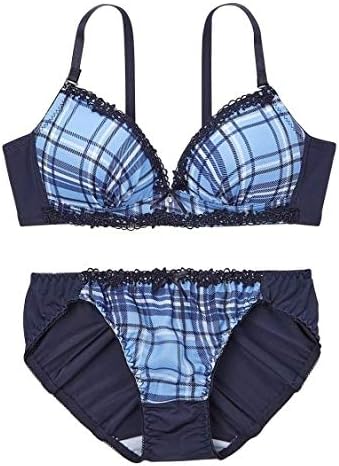Amazon Nissen ニッセン セット 谷間メイク バストアップ ブラジャー ショーツセット ロマンスチェック柄 ノンワイヤーブラジャー ショーツセット セット 通販