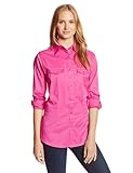 Wrangler Women's Western Yoke Two Snap Flap Pocket Shirt, Pink, Large