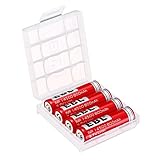 EBL Pack of 4 3.7V 800mAh 14500 Li-ion Rechargeable Battery with Storage Battery Case