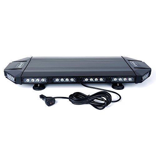 Xprite White Amber Black Hawk 27" Professional LED Stealth Low Profile Roof Top Strobe Light Bar