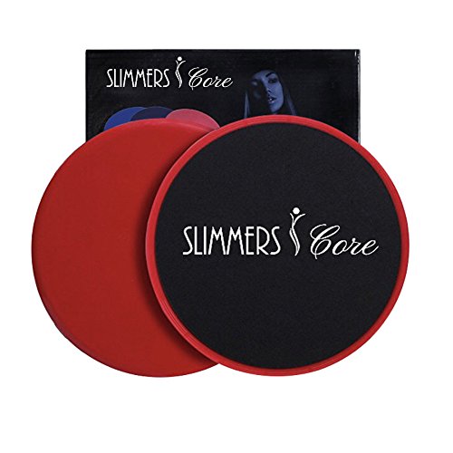 Sliding Discs, Gliding Discs,Smooth Exercise Core Sliders Reversible for use on Carpet or Hard Floors Abdominal Workout - Total Body Workout Equipment - Home Gym for Increased Stamina Burn Fat (Red)
