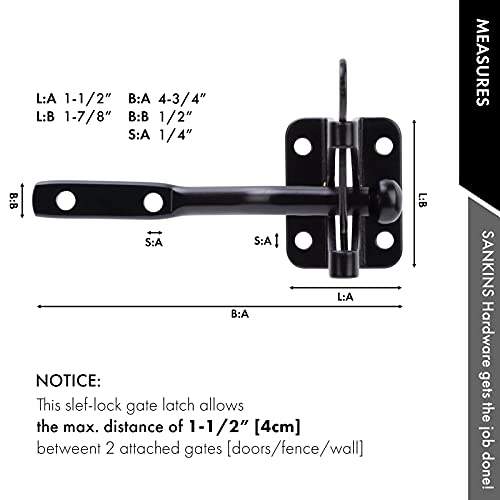 Self Locking Gate Latch Automatic Gravity Lever for Wood Fence Gate