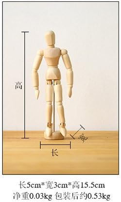 Lingdun 6 Inches Wooden Manikin - Posable Drawing Sketching Model With Stand，Set of 1