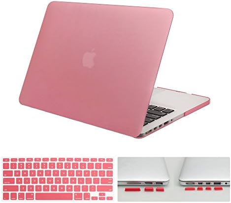 DWON MacBook Case Pro 13 Inch with Retina with Keyboard Cover and Dust Plug for Apple MacBook Pro 13 Inch Sleeve Model (A1502/A1425, Version 2015/2014/2013/end 2012) - Pink
