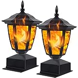 Dynaming Solar Flame Post Lights Outdoor, Solar